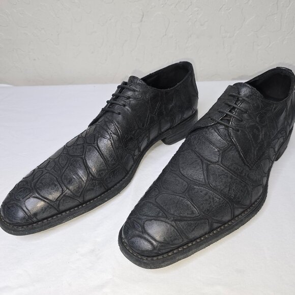 Jean Baptiste Rautureau Grey Leather Croco Alligator Print Oxfords Men's 10 / 43 - Picture 9 of 9